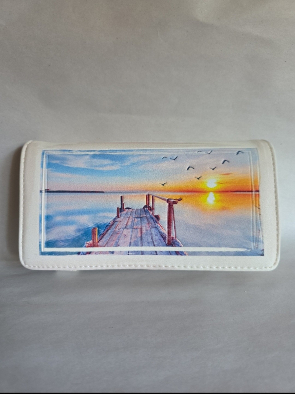 White Wallet with Sunrise Dock Print